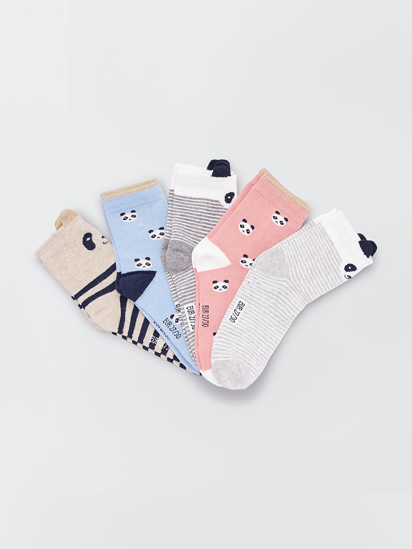 Set van 5 paar sokken met dierenprint BLAUW - Kiabi