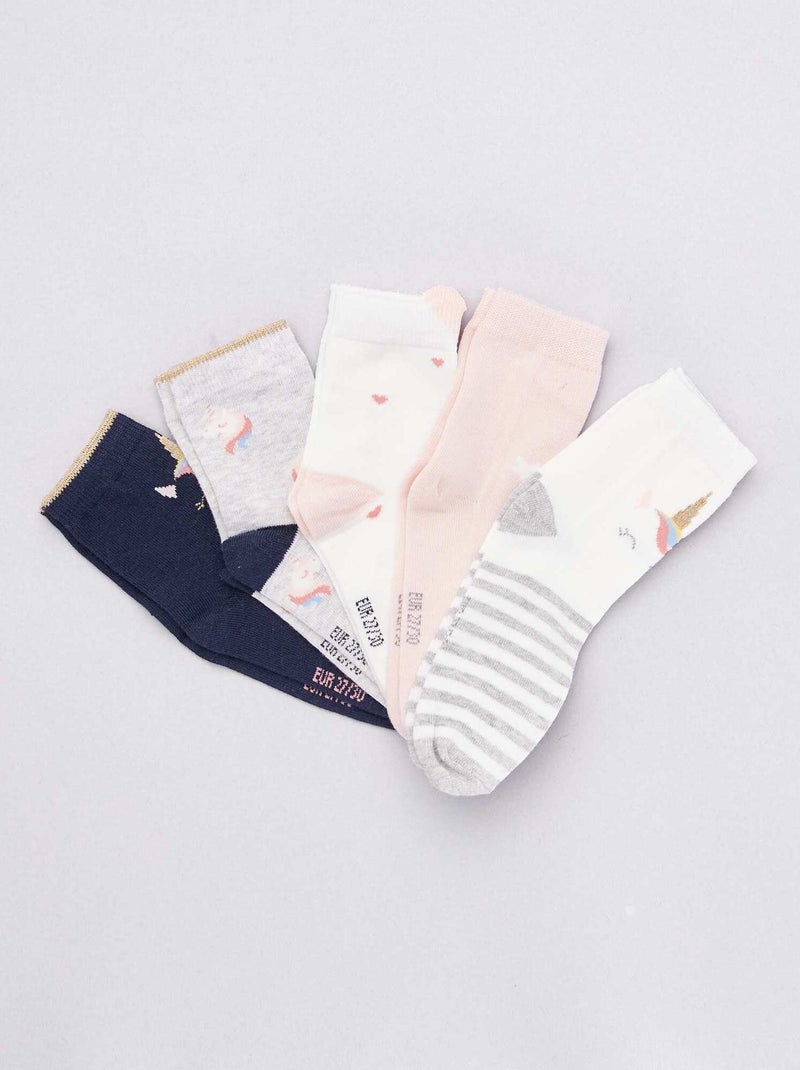 Set van 5 paar sokken met dierenprint BLAUW - Kiabi