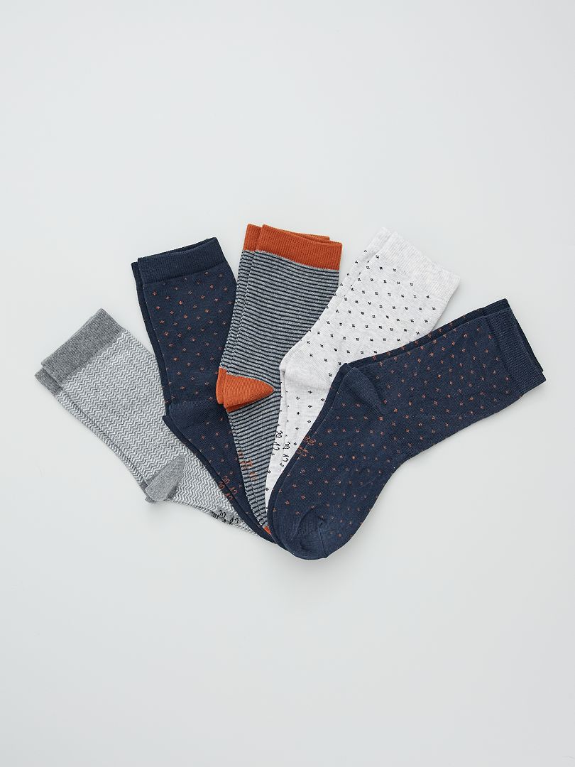 Set van 5 paar sokken met print BLAUW - Kiabi
