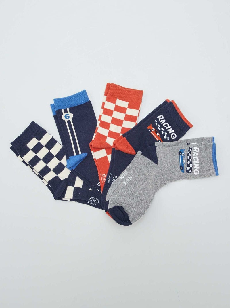 Set van 5 paar sokken met print GRIJS - Kiabi
