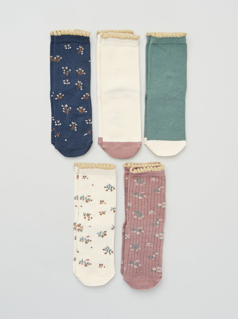 Set van 5 paar sokken met print ROSE - Kiabi