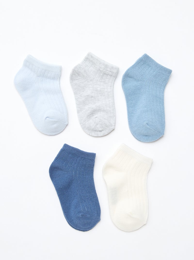 Set van 5 paar sokken van ribtricot Blauw - Kiabi