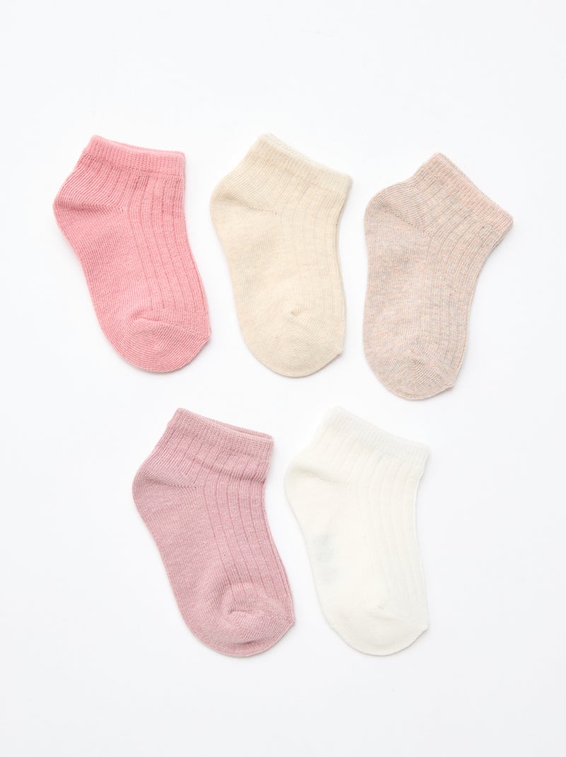 Set van 5 paar sokken van ribtricot Rose - Kiabi