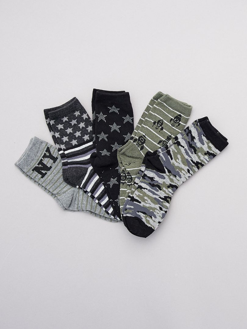 Set van 5 paar sokken zwart / grijs - Kiabi