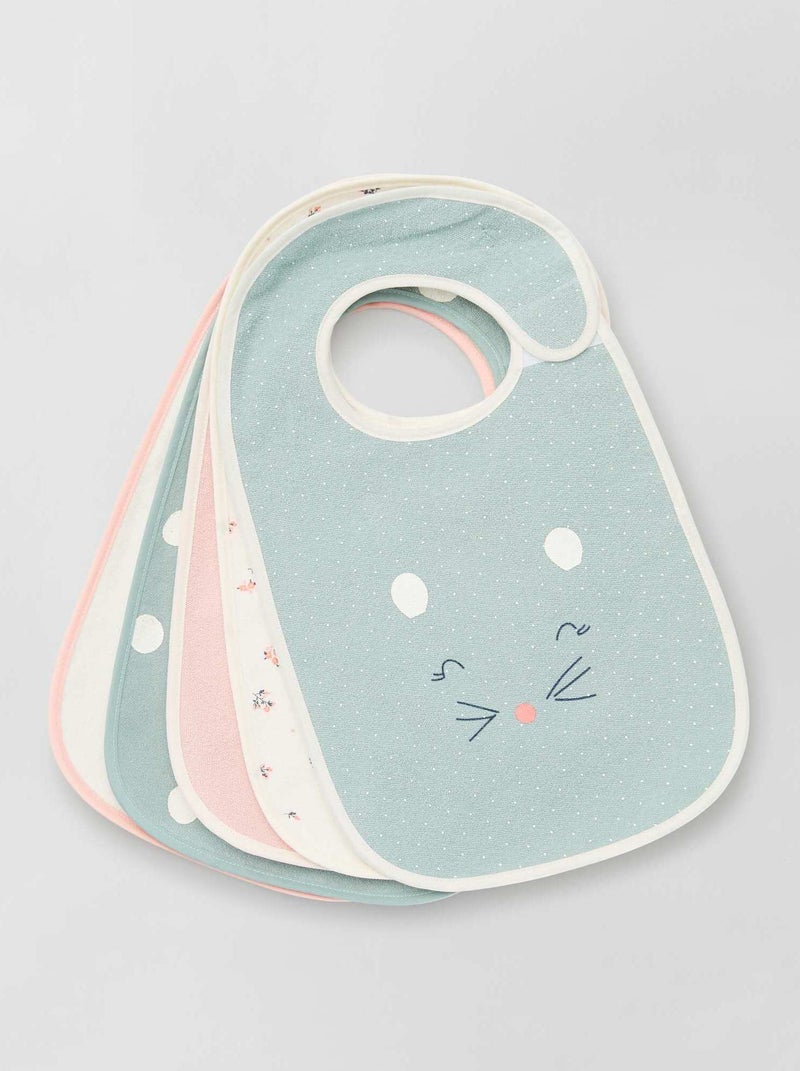 Set van 5 slabbetjes met print BLAUW - Kiabi