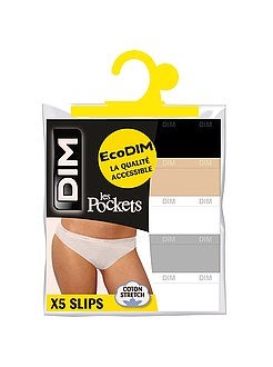 Set van 5 slipjes van stretch katoen 'Les Pockets' van 'DIM' - Kiabi