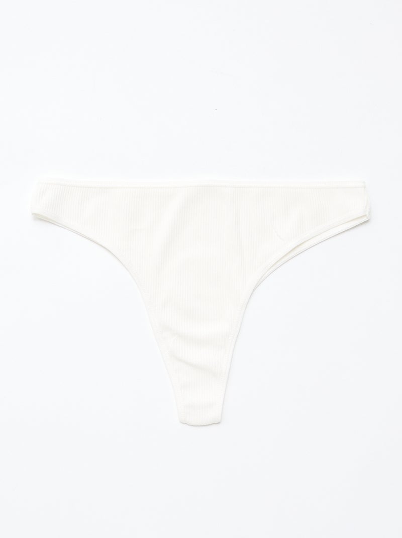 Set van 5 tanga's van ribtricot Grijs - Kiabi