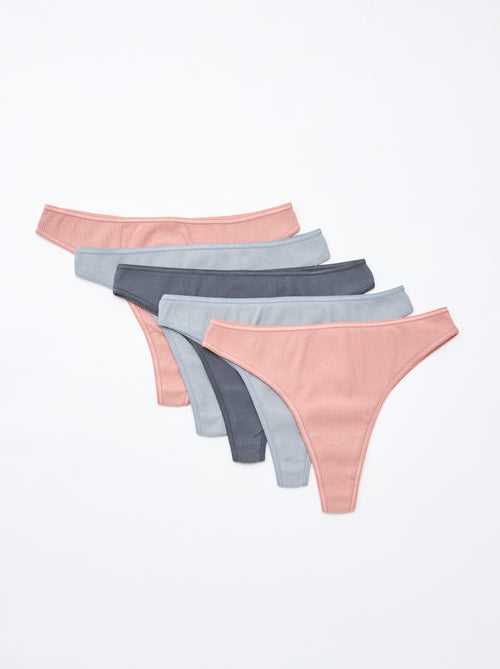 Set van 5 tanga's van ribtricot - Kiabi
