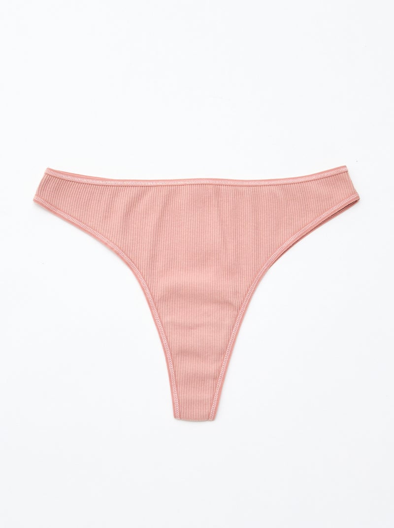 Set van 5 tanga's van ribtricot Rose - Kiabi