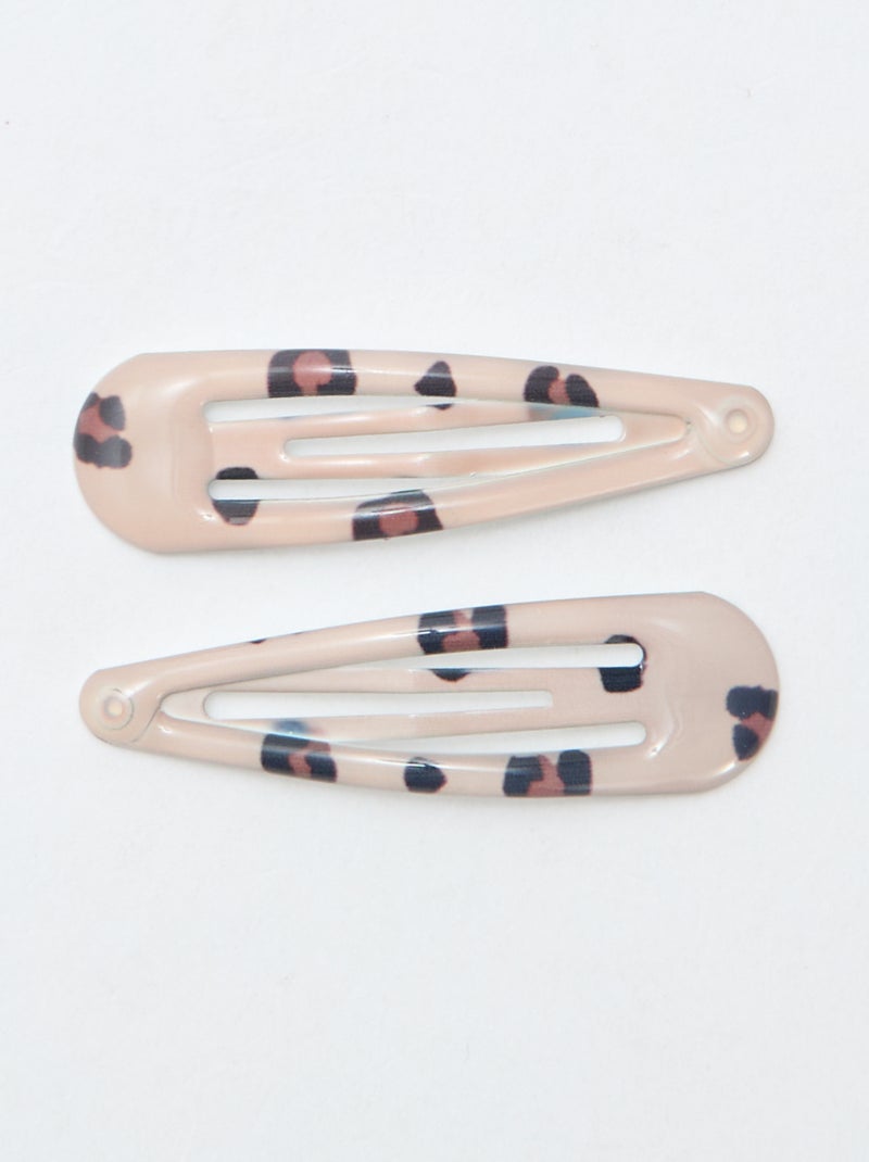 Set van 6 klikspeldjes Bruin - Kiabi