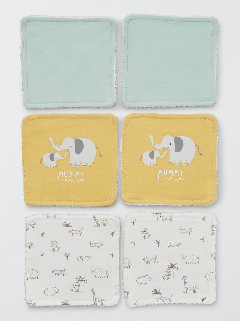 Set van 6 wasbare doekjes olifant - Kiabi