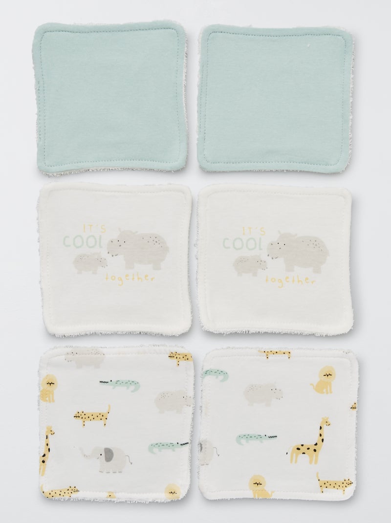 Set van 6 wasbare doekjes WIT - Kiabi