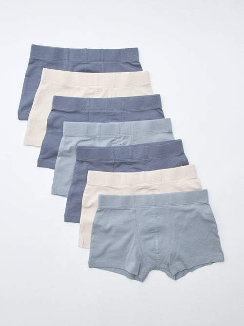 Set van 7 effen boxers voor heren - Kiabi