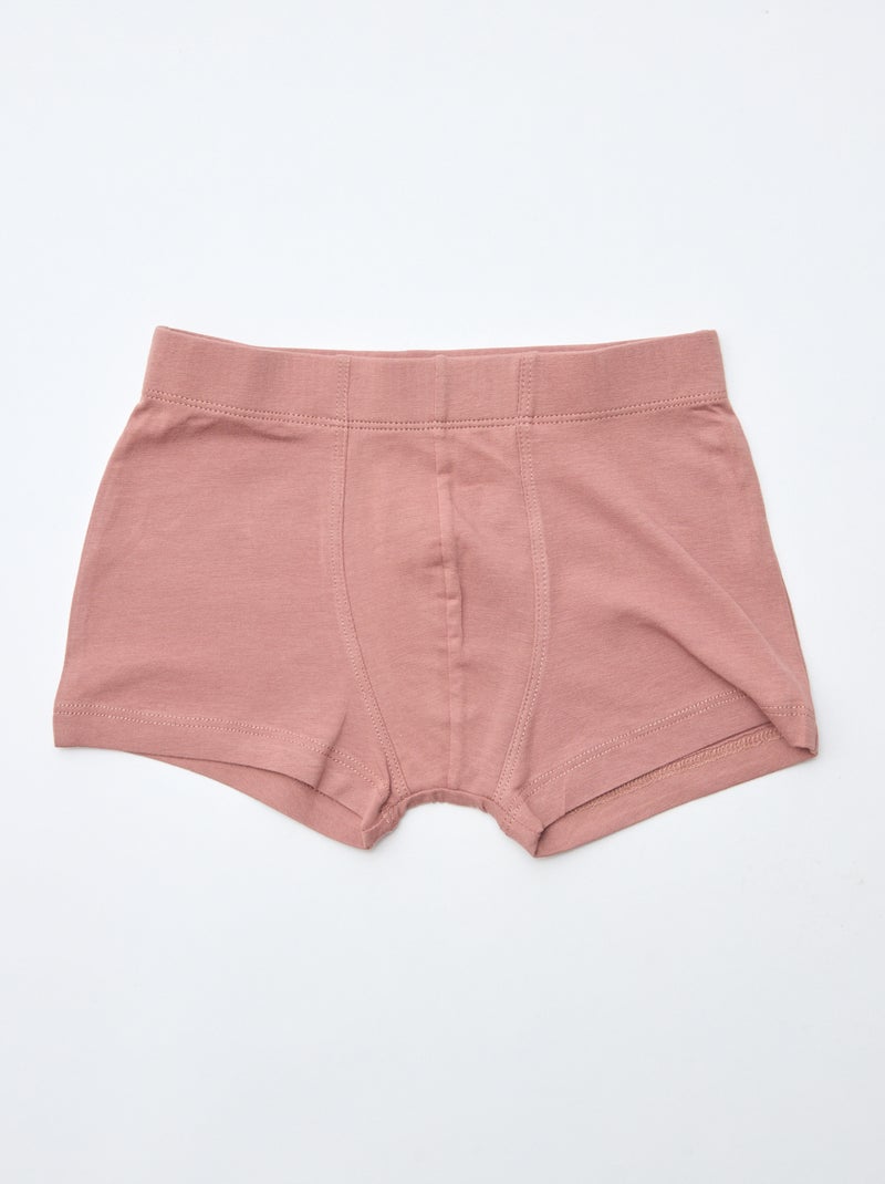 Set van 7 effen boxers voor heren Bruin - Kiabi