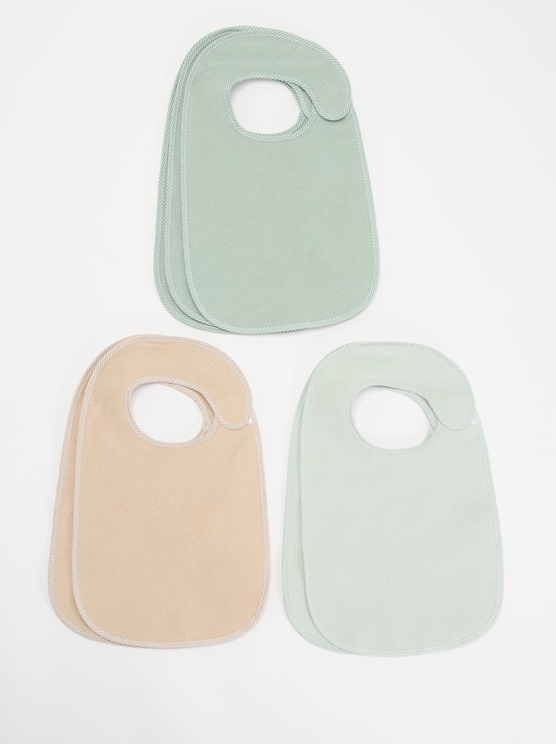 Set van 7 gevoerde slabbetjes van badstof Groen - Kiabi