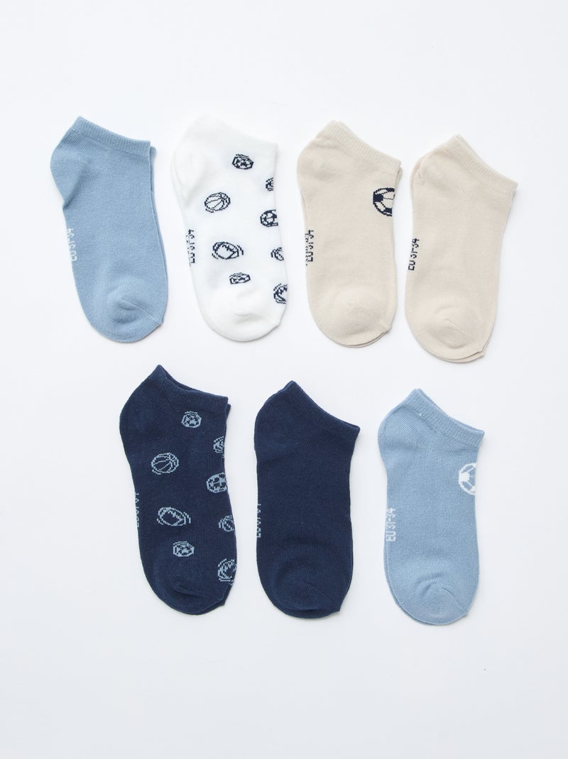 Set van 7 paar onzichtbare sokken Blauw - Kiabi
