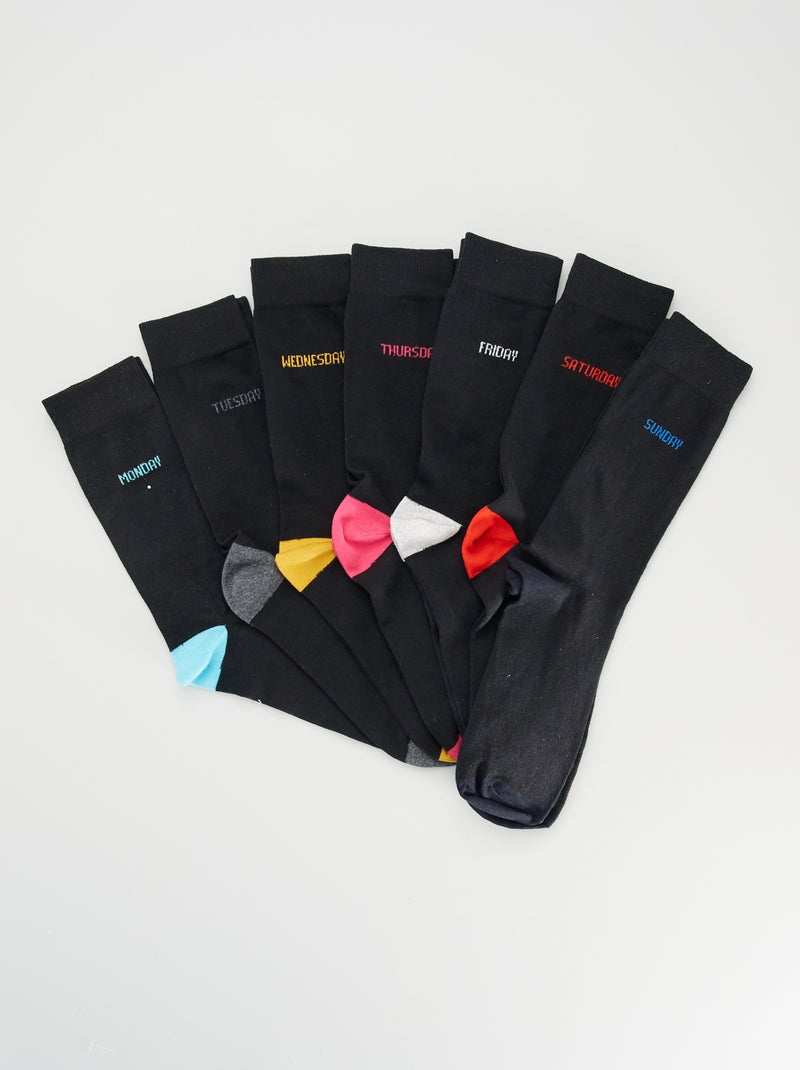 Set van 7 paar sokken met de dagen van de week zwart - Kiabi