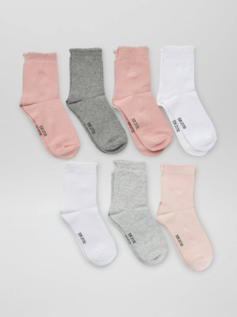 Set van 7 paar sokken roze - Kiabi