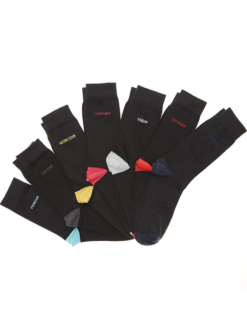 Set van 7 paar sokken voor elke dag van de week zwart - Kiabi