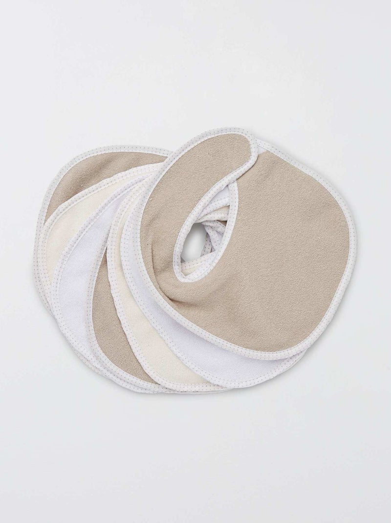 Set van 7 slabbetjes van badstof met klittenband BRUIN - Kiabi