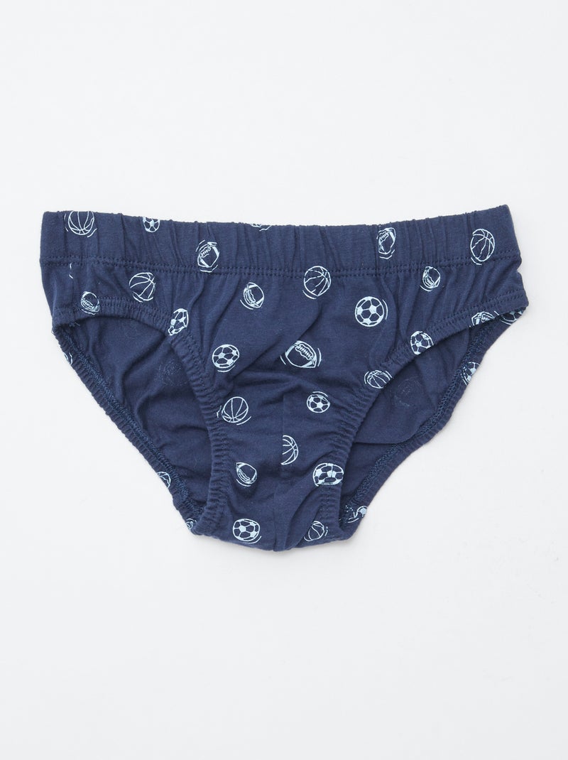 Set van 7 slips met print Blauw - Kiabi