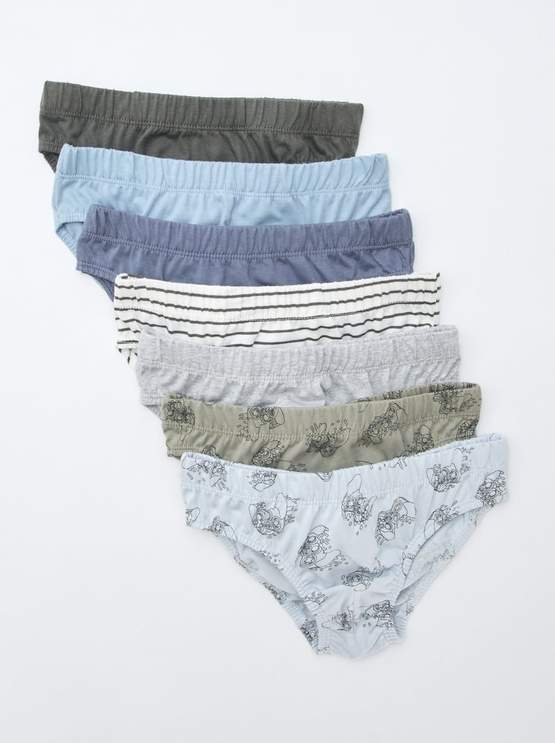 Set van 7 slips met print Grijs - Kiabi