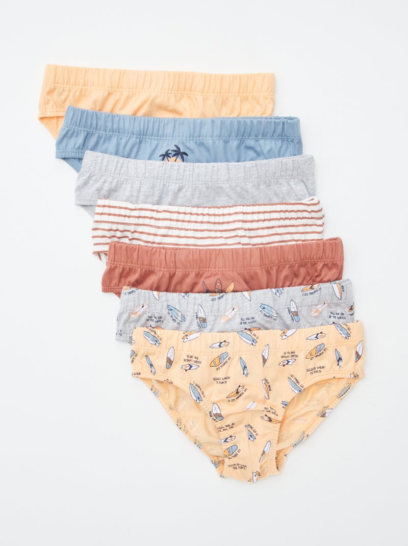 Set van 7 slips met print ORANJE - Kiabi