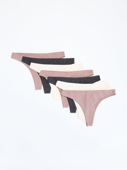Set van 7 zwarte tanga's - Kiabi