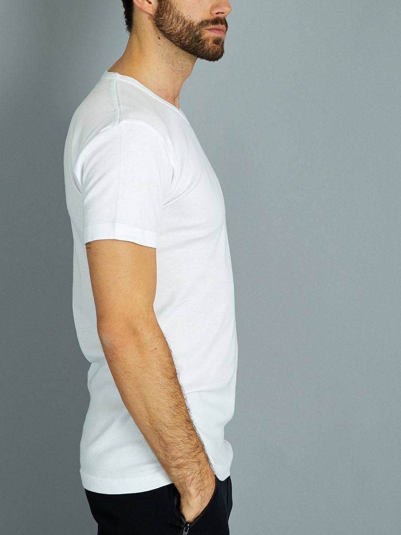Set van twee katoenen T-shirts met een V-hals van ‘Dim’ wit - Kiabi