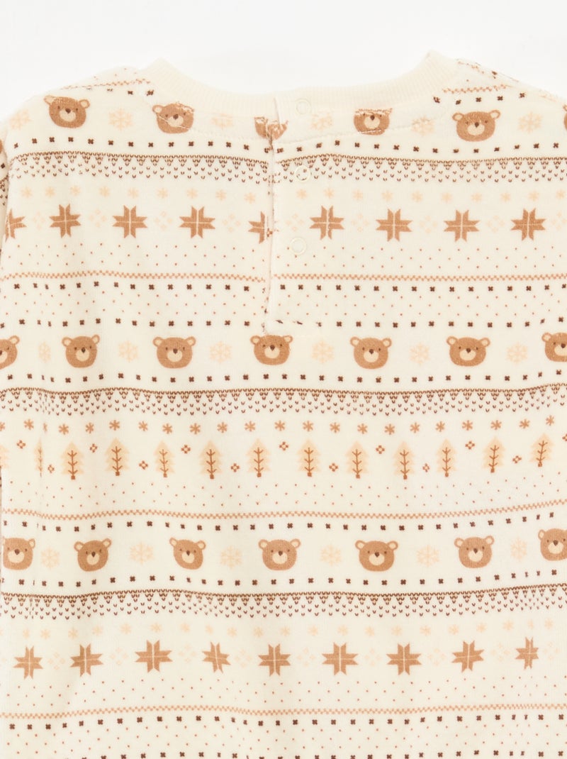 Setje - Fluwelen pyjama + vestje van katoenen interlock Biege - Kiabi