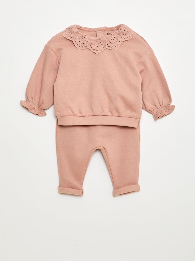 Setje - Joggingbroek + sweater van fleece - 2-delig Rose - Kiabi