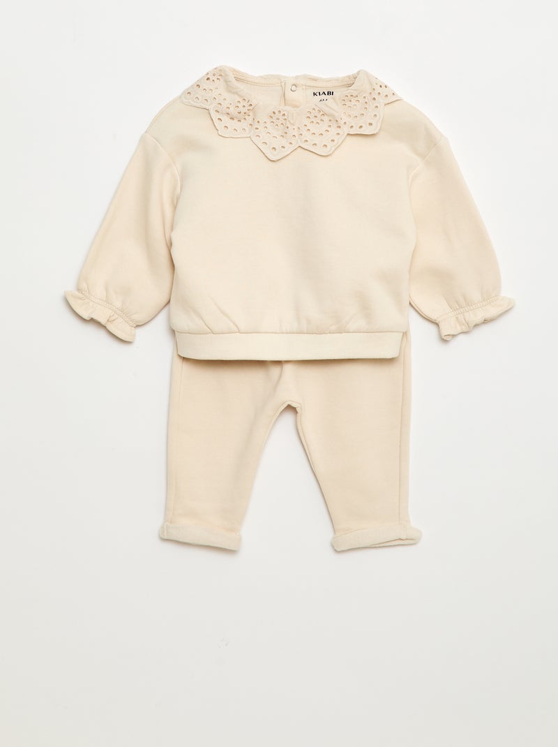 Setje - Joggingbroek + sweater van fleece - 2-delig Wit - Kiabi