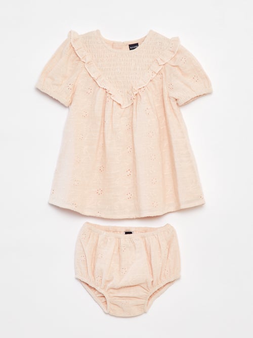 Setje - Jurk met broderie anglaise + broekje - 2-delig - Kiabi