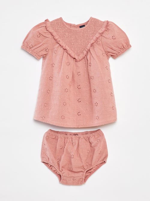 Setje - Jurk met broderie anglaise + broekje - 2-delig - Kiabi