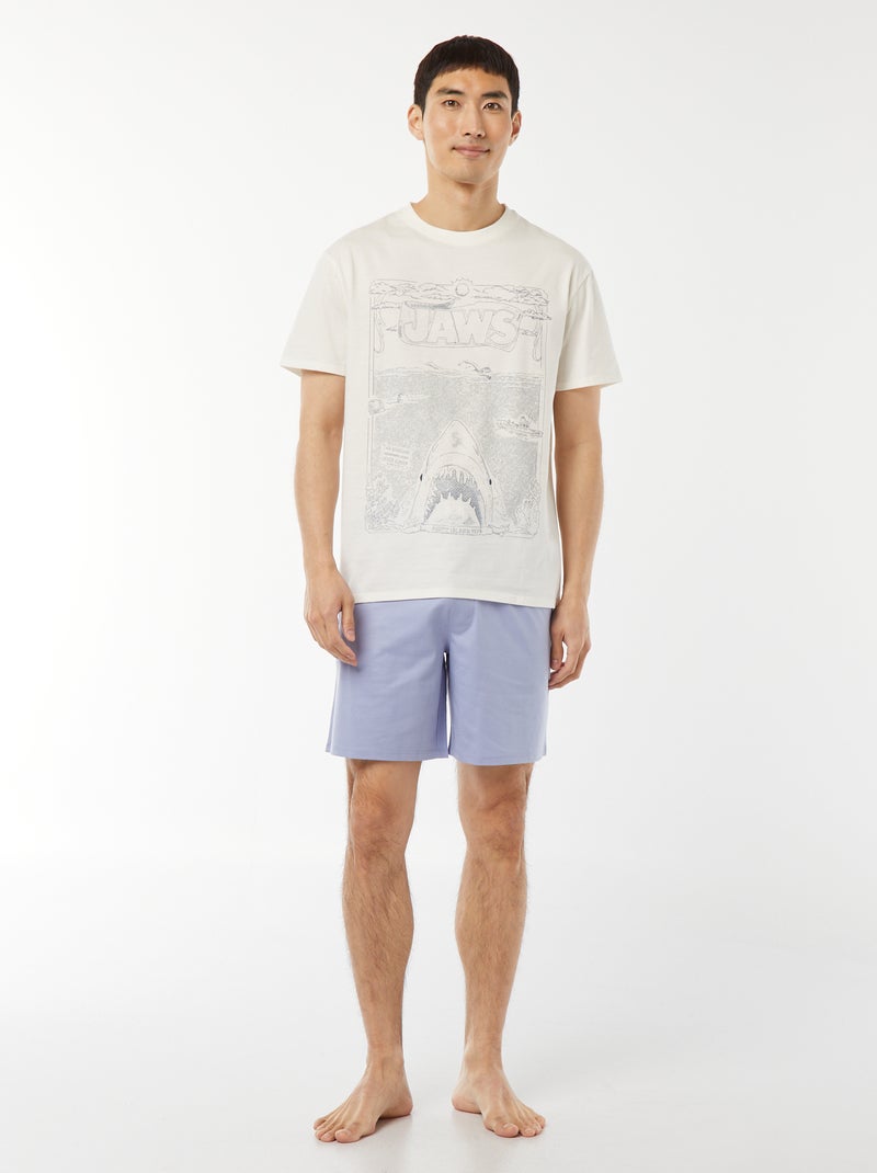 Setje - Korte pyjama - Short + T-shirt met pring uit de film 'Jaws' -  2-delig WIT - Kiabi
