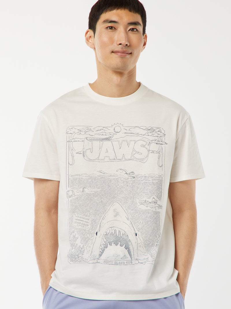 Setje - Korte pyjama - Short + T-shirt met pring uit de film 'Jaws' -  2-delig WIT - Kiabi
