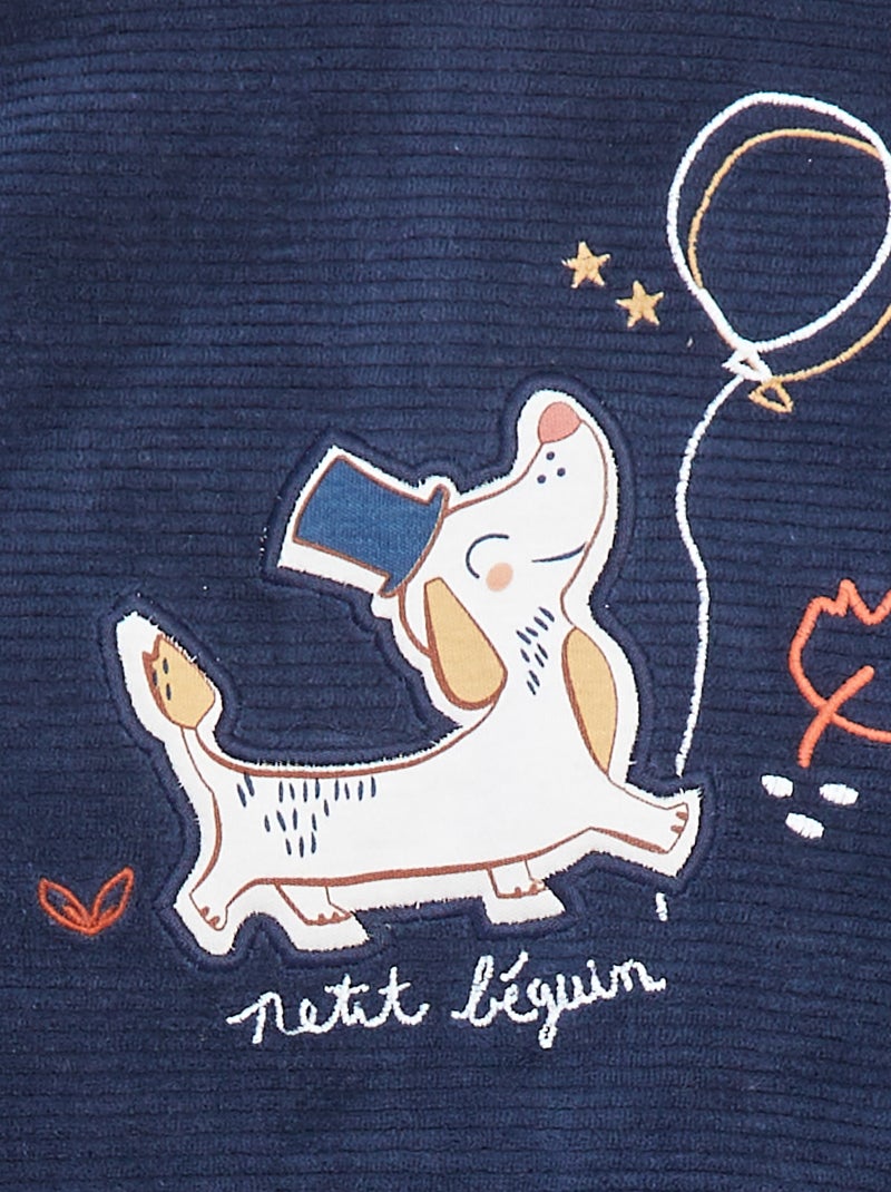 Setje - Lange pyjama met T-shirt + broek met voetjes in fleece - 2-delig Biege - Kiabi