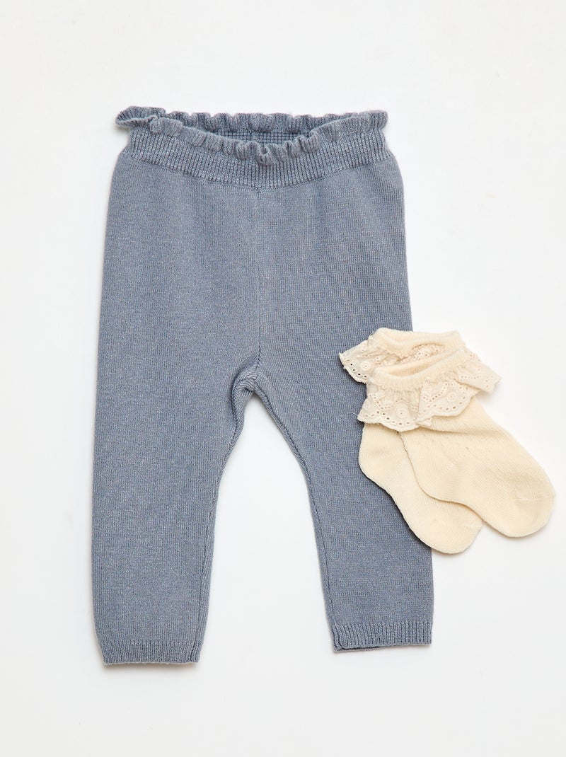 Setje - Legging + kanten sokken Blauw - Kiabi