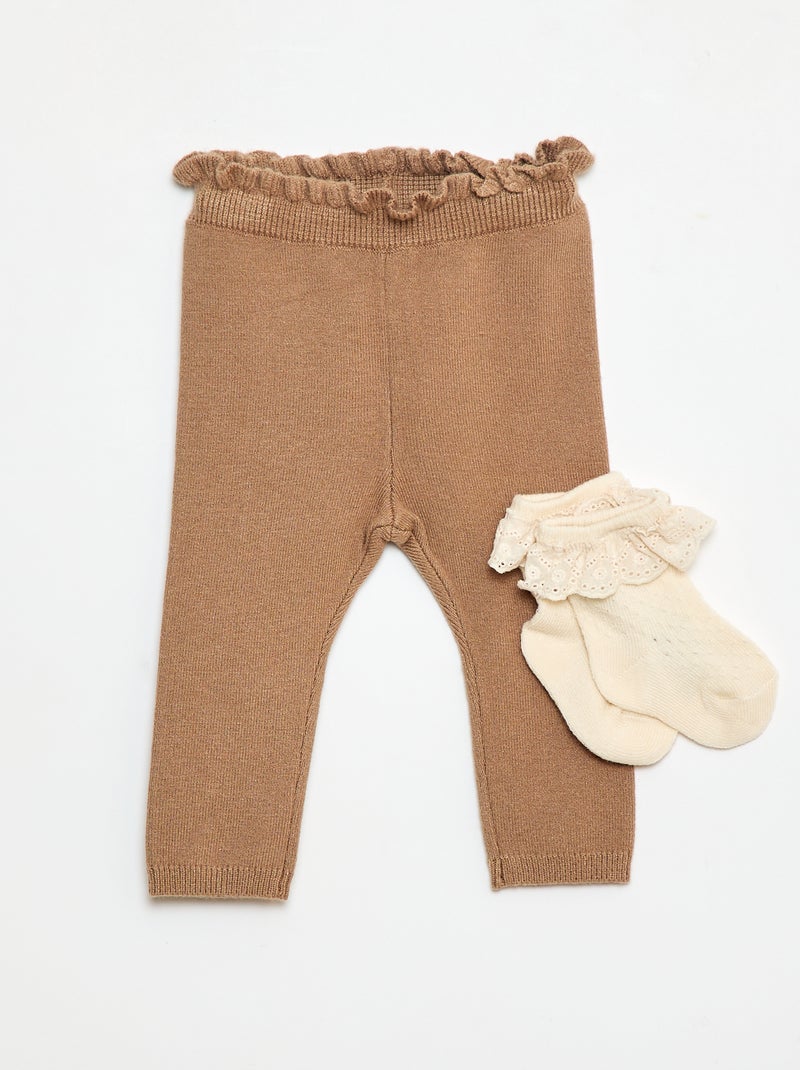Setje - Legging + kanten sokken Bruin - Kiabi