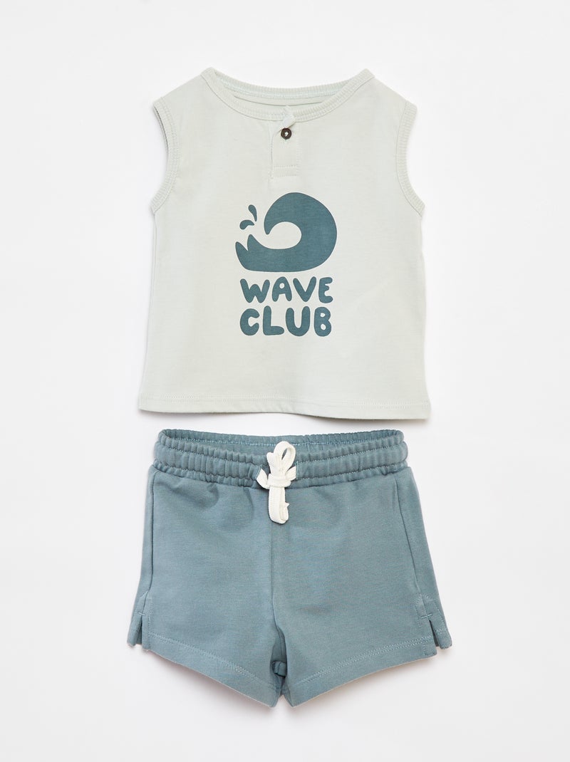Setje - Mouwloos T-shirt + short - 2-delig BLAUW - Kiabi