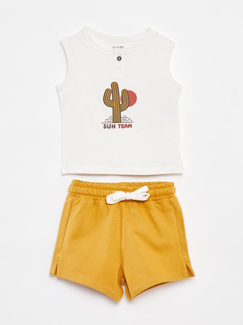 Setje - Mouwloos T-shirt + short - 2-delig WIT - Kiabi