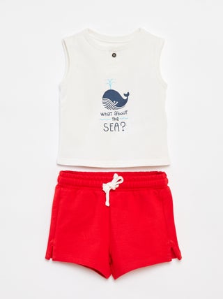 Setje - Mouwloos T-shirt + short - 2-delig