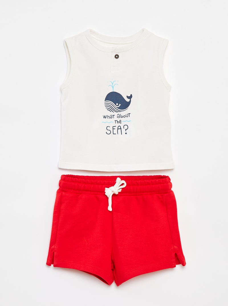 Setje - Mouwloos T-shirt + short - 2-delig WIT - Kiabi