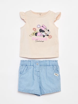 Setje - Mouwloos topje + short met print 'Minnie'