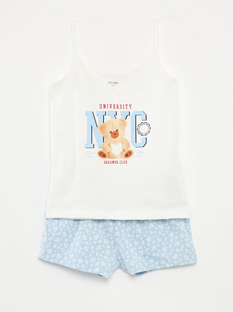 Setje - Mouwloze pyjamatop + short met print - 2-delig BLAUW - Kiabi