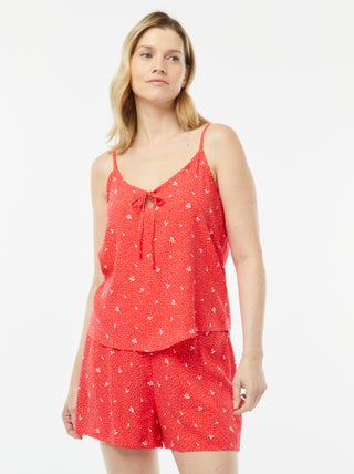 Setje - Mouwloze pyjamatop + short met print