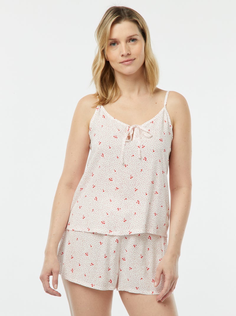 Setje - Mouwloze pyjamatop + short met print WIT - Kiabi