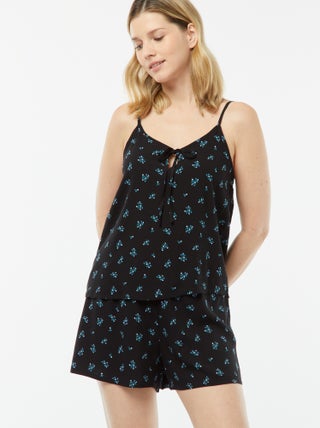 Setje - Mouwloze pyjamatop + short met print