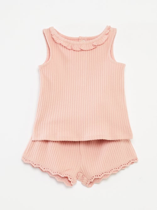 Setje - Mouwloze top + short van ribstof - 2-delig - Kiabi