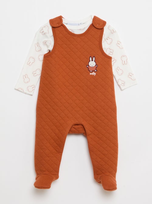 Setje - Nachtpakje met voetjes 'Miffy' + rompertje met lange mouwen - Kiabi